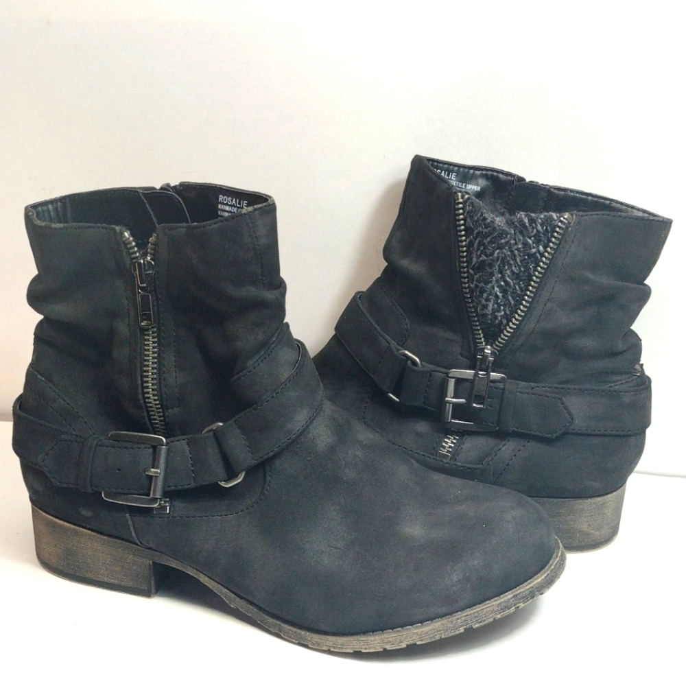 Jellypop Rosalie Zip Up Engineer Moto Boots l Black l Size 9.5 l Ankle Booties